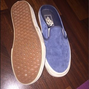 Blue suede slip on vans